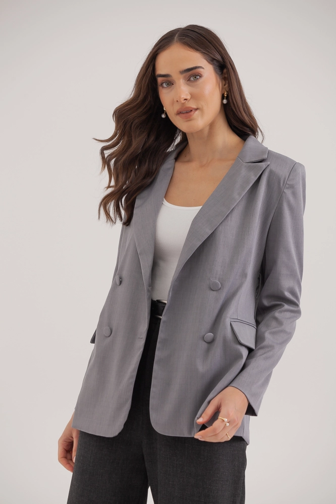 9037569 - Blazer Com Cinto E Bolsos CINZA - Imagem 2