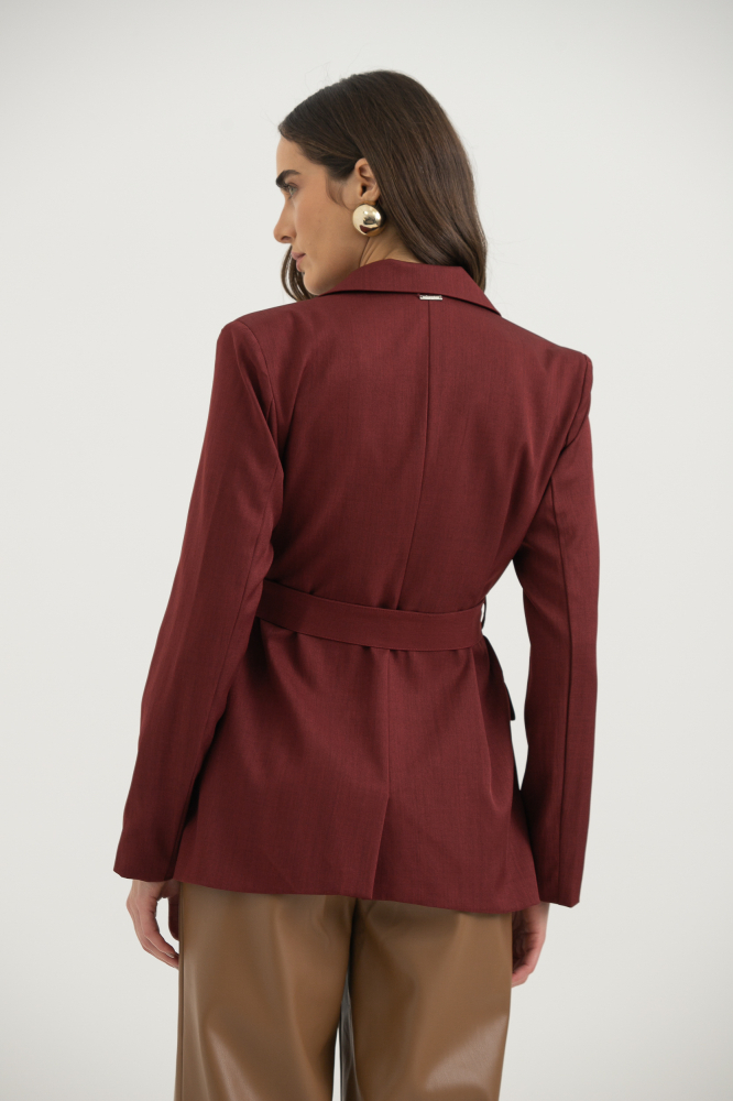 9037569 - Blazer Com Cinto E Bolsos VINHO 9037569 - Blazer Com Cinto E Bolsos VINHO