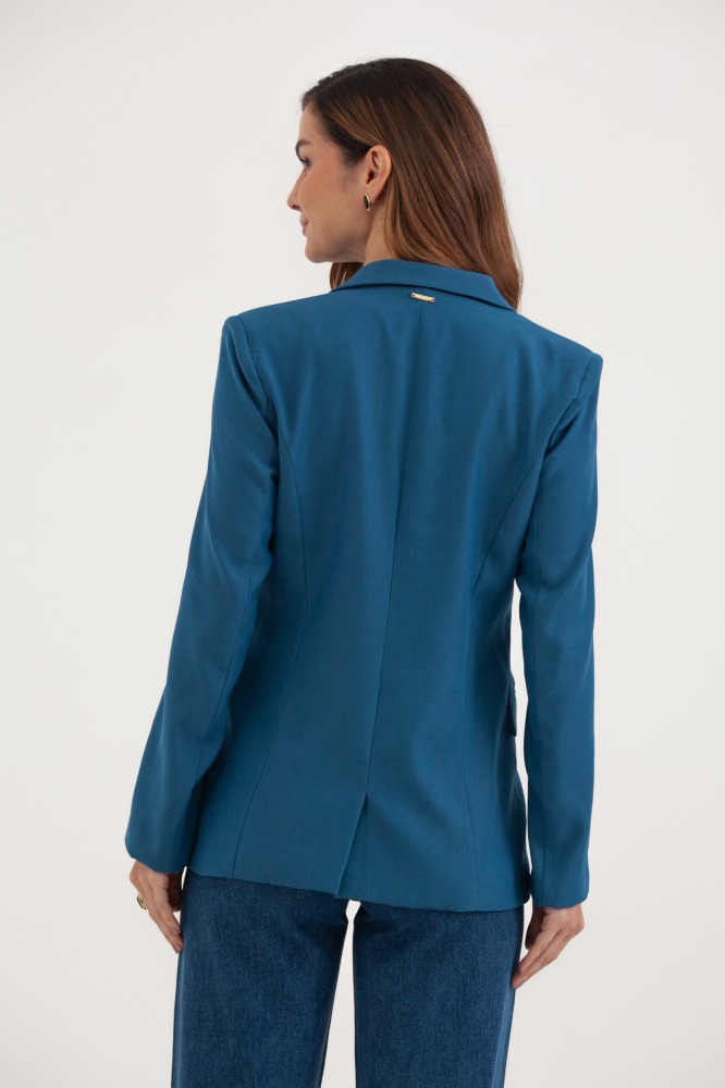 9037570 - Blazer Com Bolsos E Botões Quadrados AZUL 9037570 - Blazer Com Bolsos E Botões Quadrados AZUL