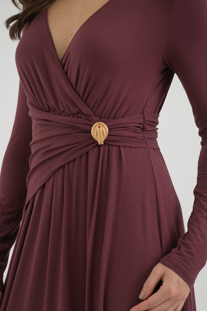 9037573 - Vestido Transpassado Malha Com Detalhe Franzido VINHO 9037573 - Vestido Transpassado Malha Com Detalhe Franzido VINHO