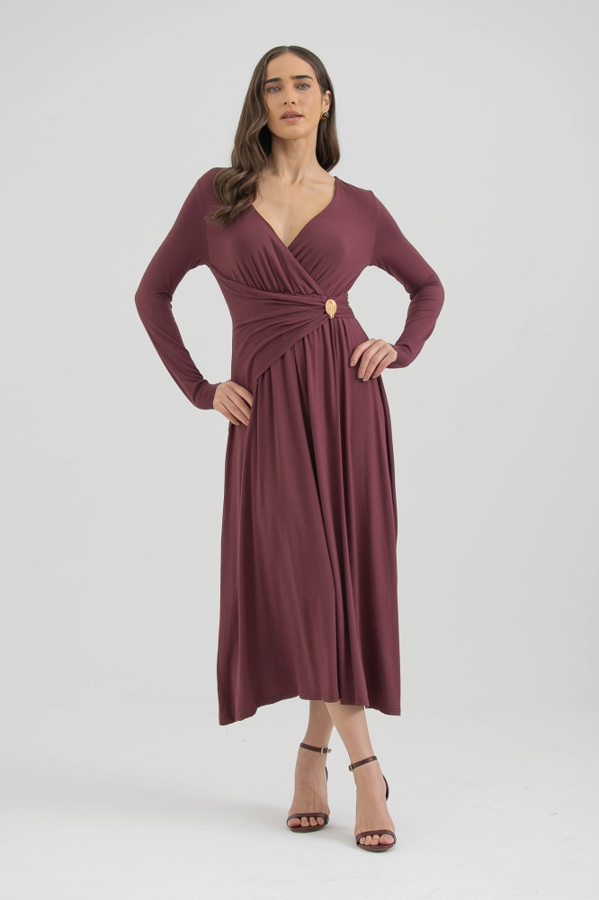9037573 - Vestido Transpassado Malha Com Detalhe Franzido VINHO 9037573 - Vestido Transpassado Malha Com Detalhe Franzido VINHO - Imagem 1
