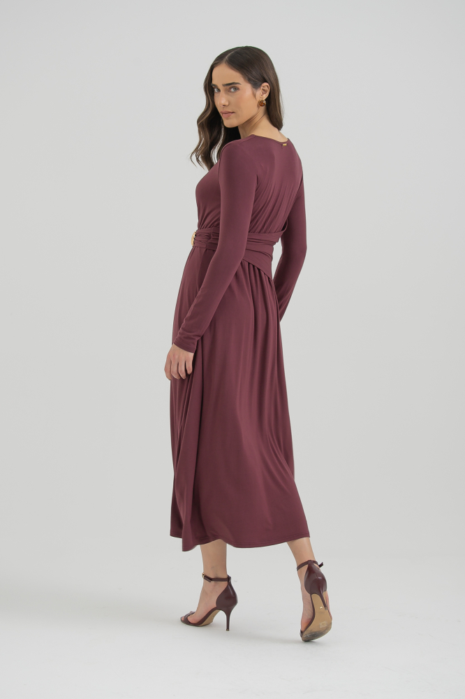 9037573 - Vestido Transpassado Malha Com Detalhe Franzido VINHO 9037573 - Vestido Transpassado Malha Com Detalhe Franzido VINHO