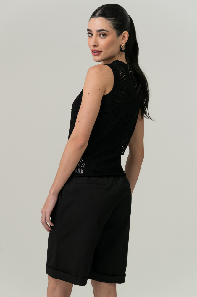 9037585 - Blusa Tricot Regata Ponto Telado PRETO 9037585 - Blusa Tricot Regata Ponto Telado PRETO