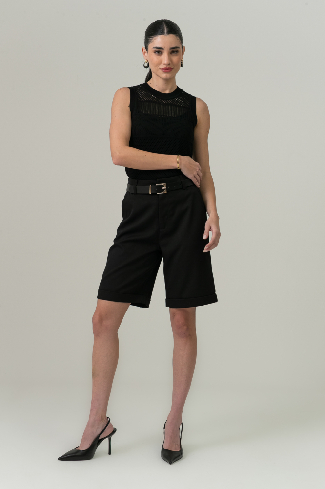 9037585 - Blusa Tricot Regata Ponto Telado PRETO 9037585 - Blusa Tricot Regata Ponto Telado PRETO