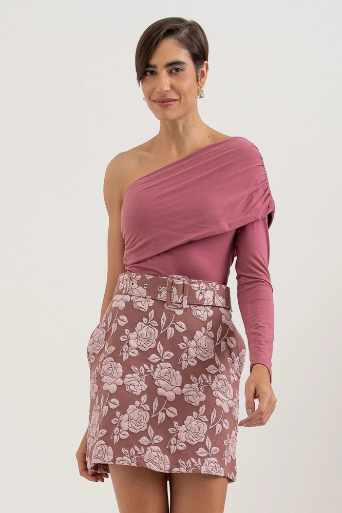 9037652 - Blusa Um Ombro Só Franzida Manga Longa ROSÊ 9037652 - Blusa Um Ombro Só Franzida Manga Longa ROSÊ - Imagem 1