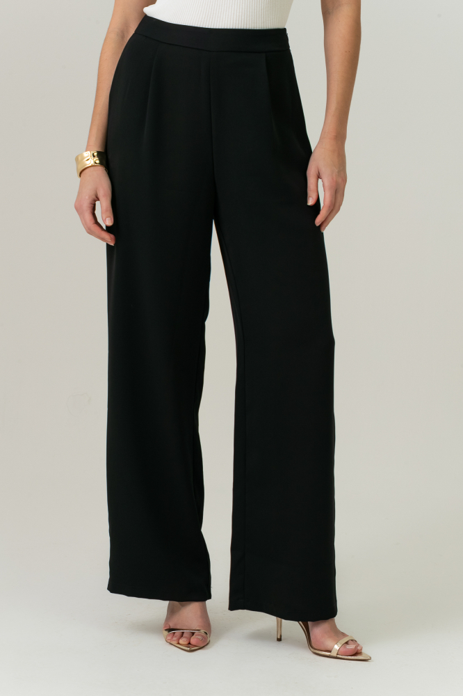 9037657 - Calça Pantalona Alfaiataria Com Pregas PRETO