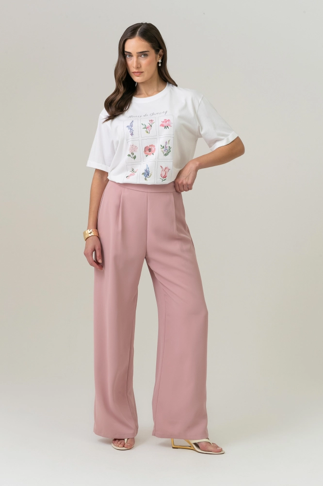 9037657 - Calça Pantalona Alfaiataria Com Pregas ROSÊ 9037657 - Calça Pantalona Alfaiataria Com Pregas ROSÊ - Imagem 1