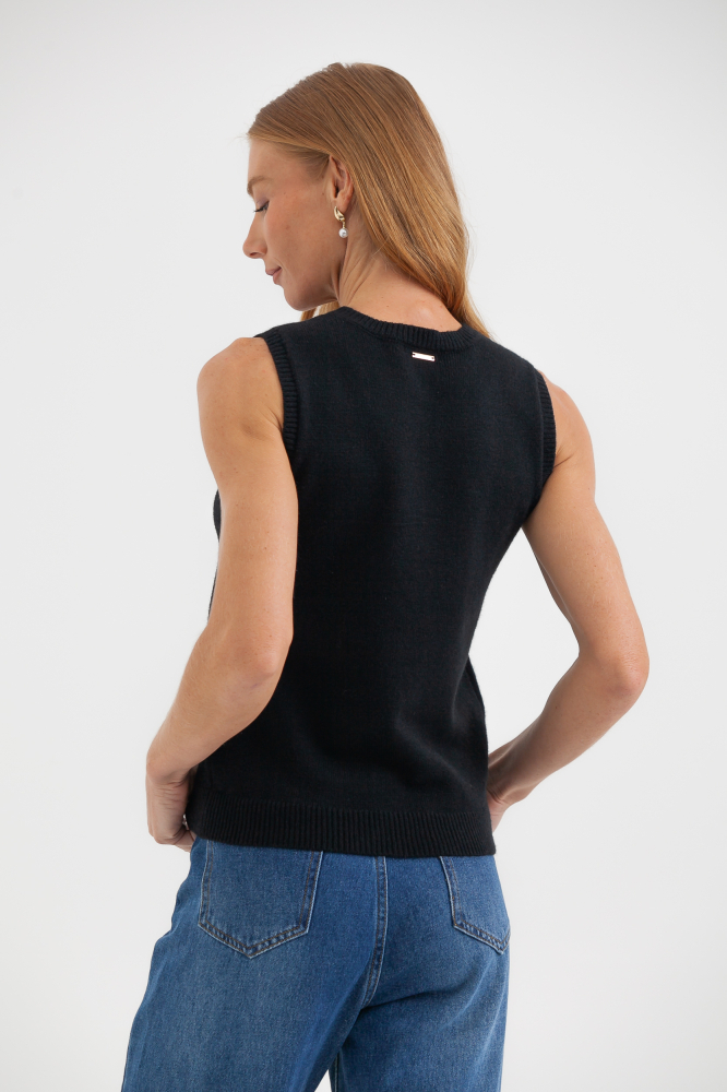 9037691 - Blusa Regata Tricot Aplicação Pérolas PRETO 9037691 - Blusa Regata Tricot Aplicação Pérolas PRETO