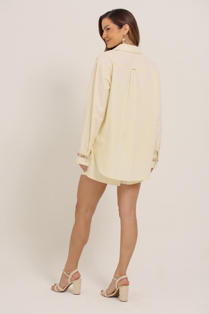 9037692 - Shorts Linho Cordão Ponteira OFF-WHITE