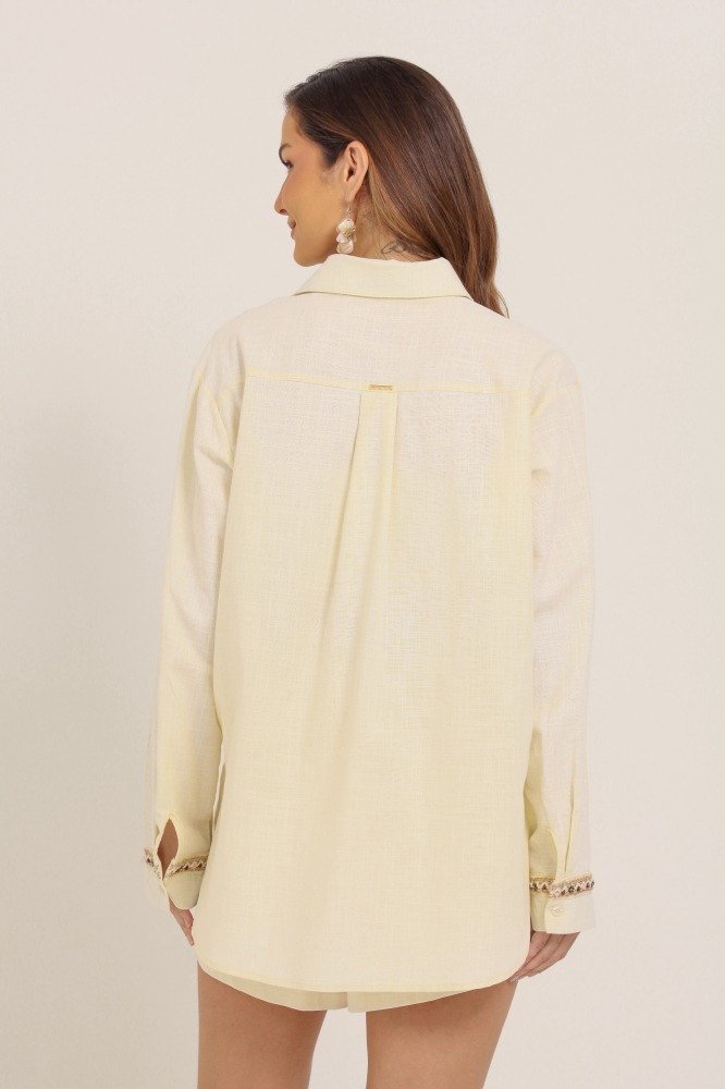 9037693 - Camisa De Linho Com Aplicações E Bordados OFF-WHITE 9037693 - Camisa De Linho Com Aplicações E Bordados OFF-WHITE