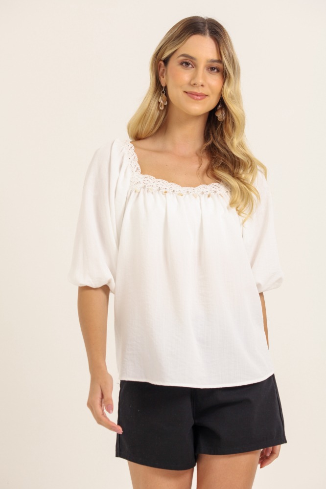 9037697 - Blusa Bata Crochê E Pingentes BRANCO