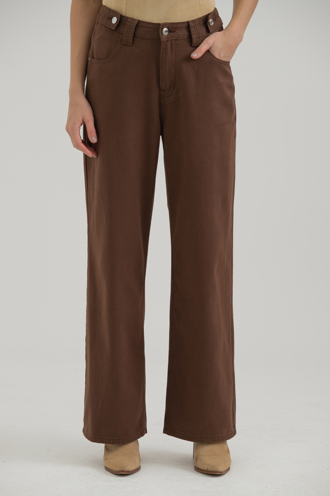 9037723 - Calça Sarja Com Martigales Cós MARROM 9037723 - Calça Sarja Com Martigales Cós MARROM