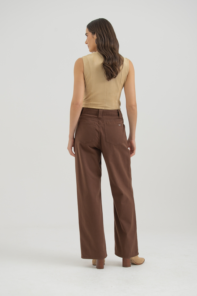 9037723 - Calça Sarja Com Martigales Cós MARROM 9037723 - Calça Sarja Com Martigales Cós MARROM