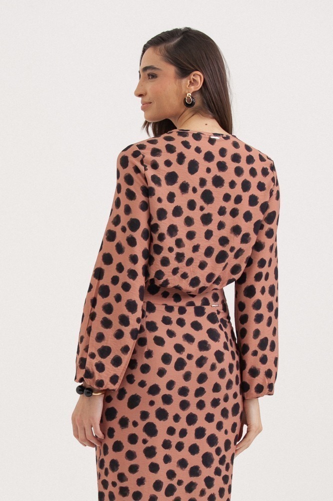 9037737 - Blusa Estampa Animal Brush Manga Longa MARROM 9037737 - Blusa Estampa Animal Brush Manga Longa MARROM