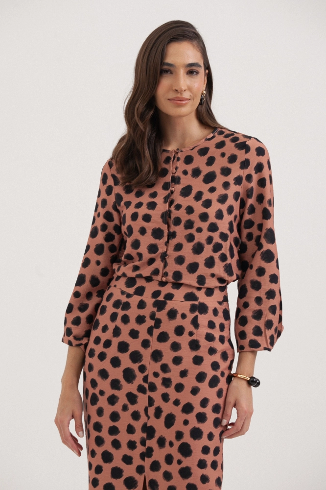 9037737 - Blusa Estampa Animal Brush Manga Longa MARROM 9037737 - Blusa Estampa Animal Brush Manga Longa MARROM - Imagem 1
