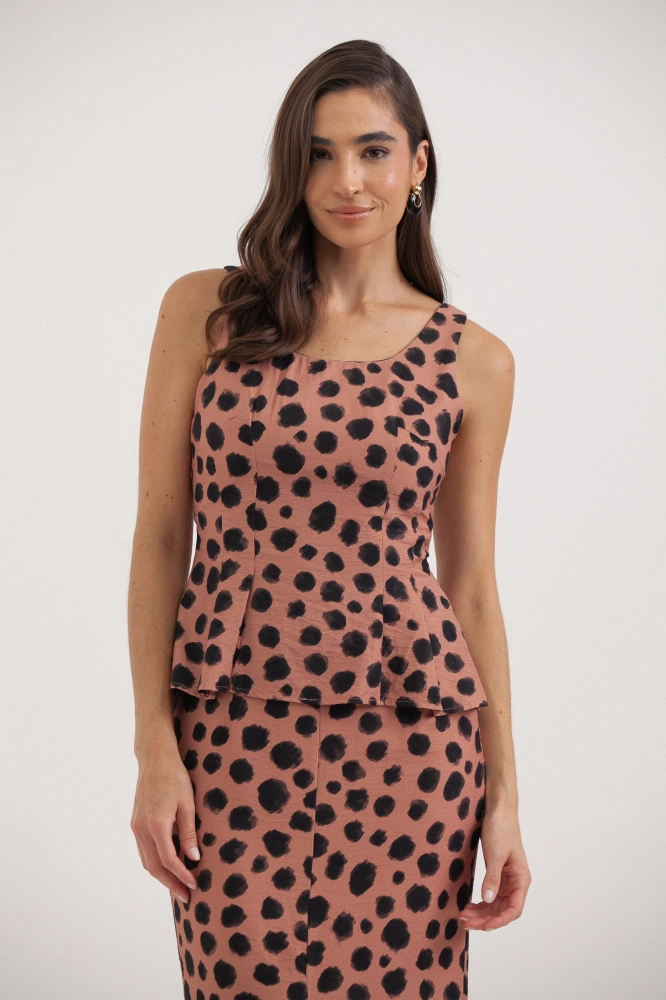 9037739 - Blusa Regata Acinturada Estampa Animal Brush MARROM 9037739 - Blusa Regata Acinturada Estampa Animal Brush MARROM - Imagem 1