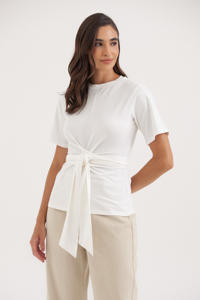 9037742 - Camiseta Manga Curta Amarração OFF-WHITE