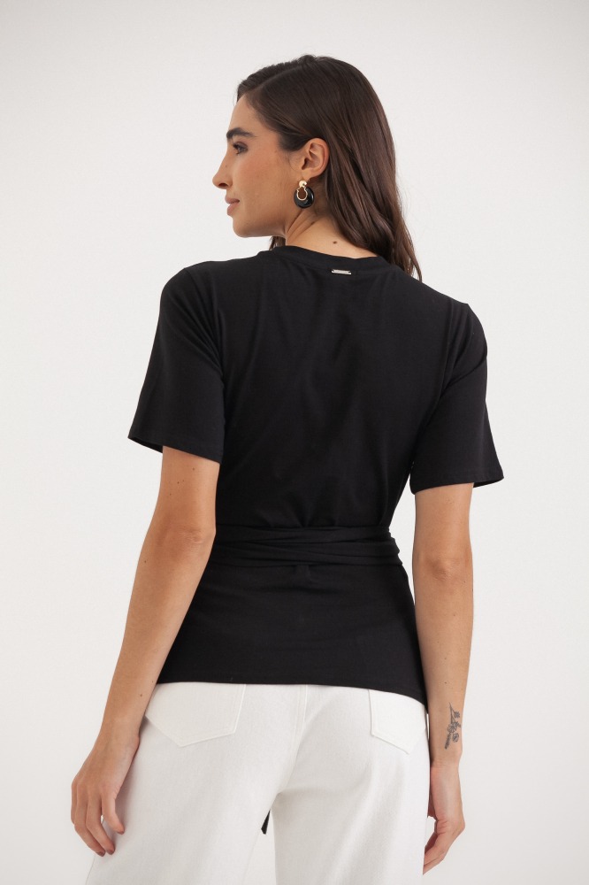 9037742 - Camiseta Manga Curta Amarração PRETO 9037742 - Camiseta Manga Curta Amarração PRETO