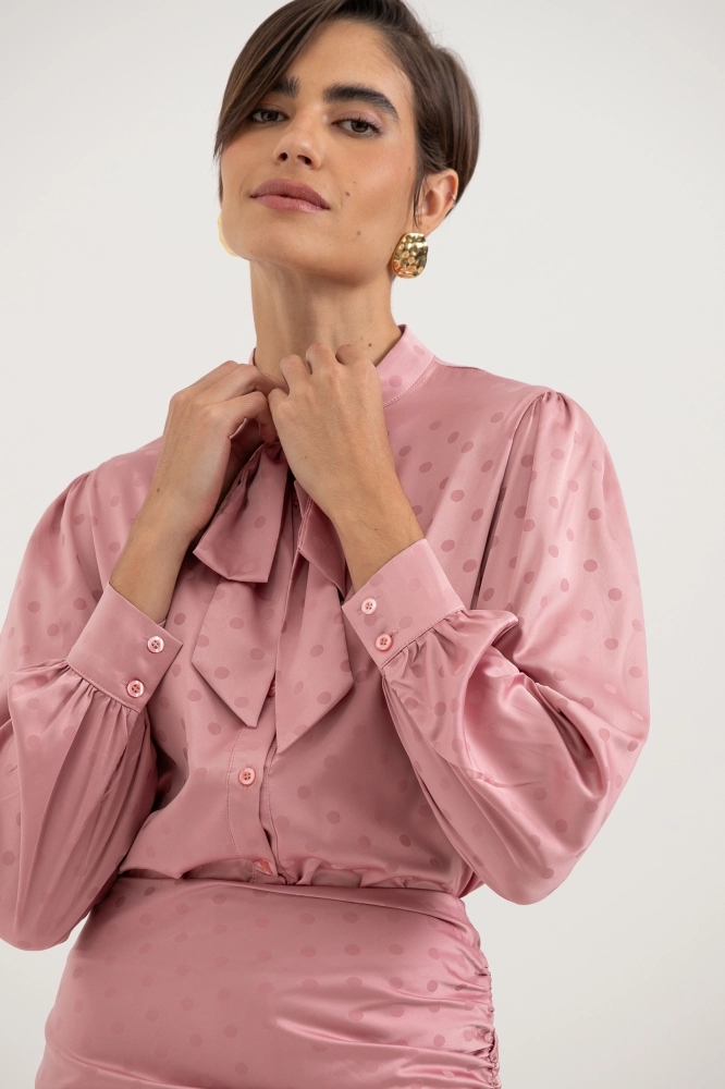 9037757 - Camisa Com Laço Acetinada  ROSÊ - Imagem 2