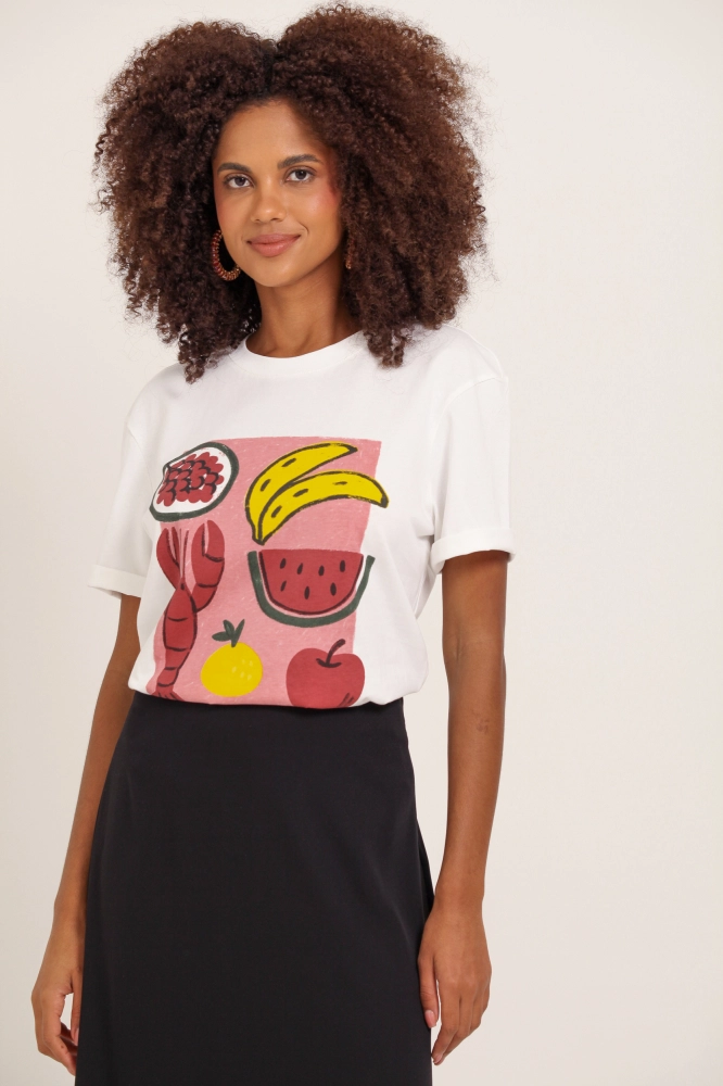 9037760 - Camiseta Frutas Da Feira OFF-WHITE - Imagem 1