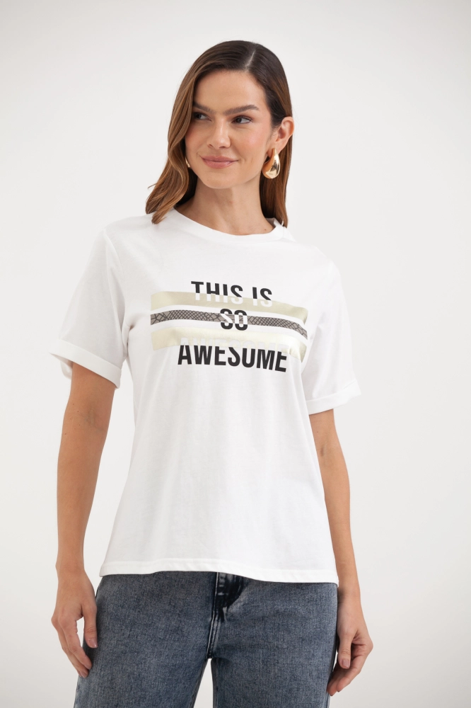 9037767 - Camiseta This Is So Awesome OFF-WHITE 9037767 - Camiseta This Is So Awesome OFF-WHITE - Imagem 1