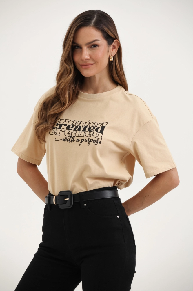 9037768 - Camiseta Created With A Purpose BEGE 9037768 - Camiseta Created With A Purpose BEGE - Imagem 1