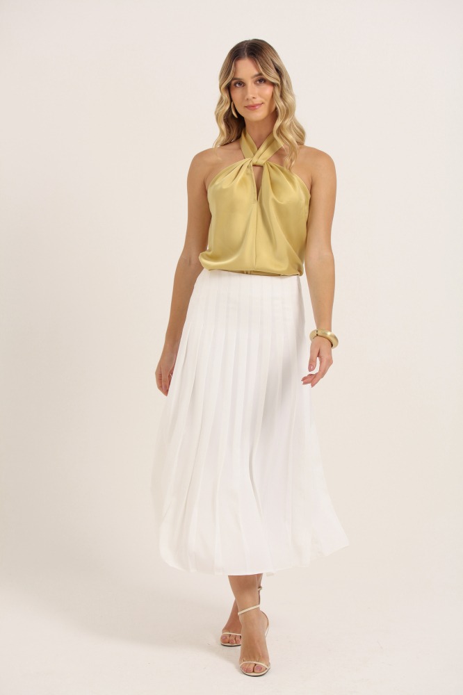 9037775 - Saia Pregas Midi BRANCO 9037775 - Saia Pregas Midi BRANCO