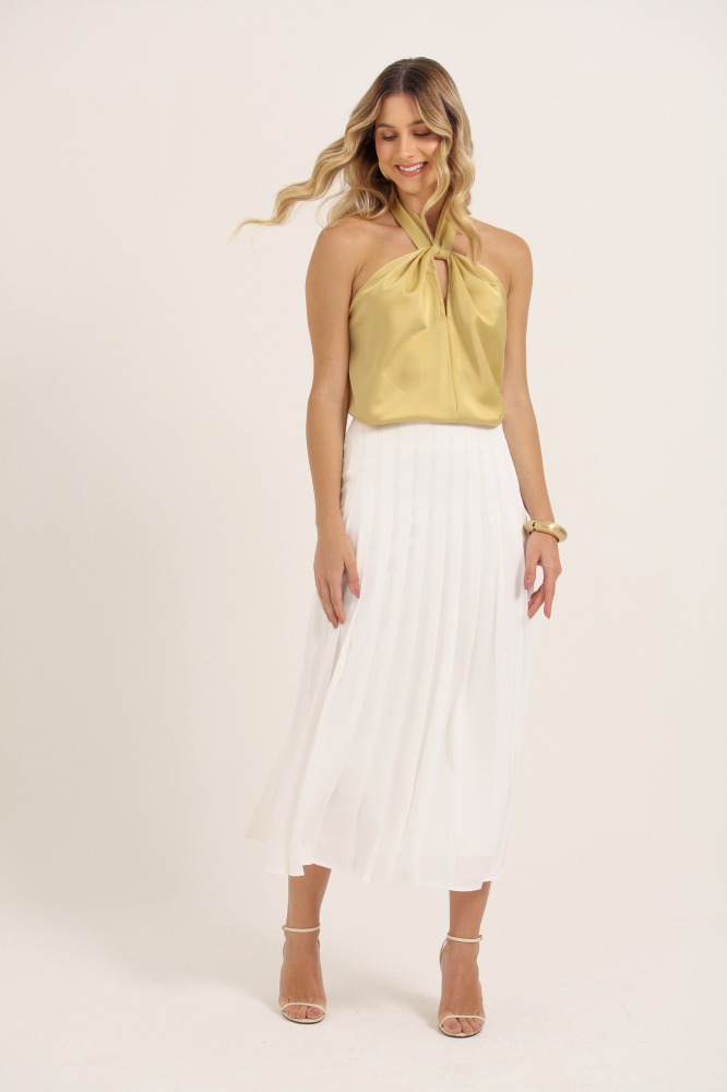 9037775 - Saia Pregas Midi BRANCO 9037775 - Saia Pregas Midi BRANCO