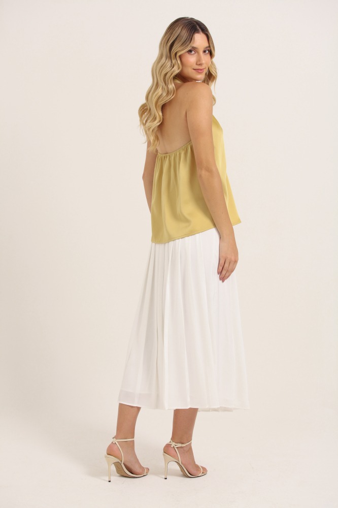 9037775 - Saia Pregas Midi BRANCO 9037775 - Saia Pregas Midi BRANCO