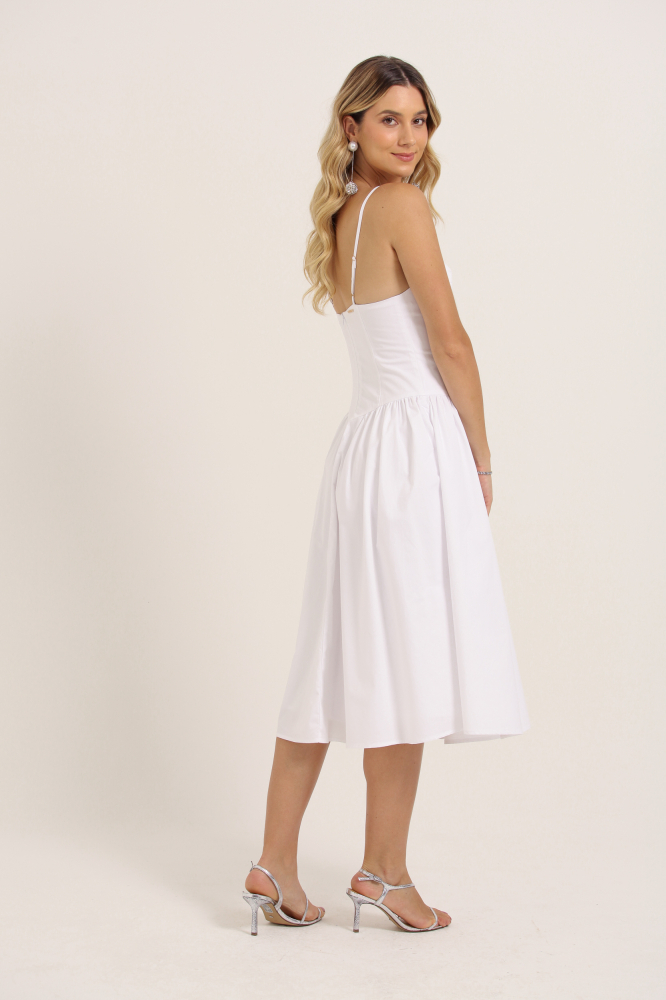 9037776 - Vestido Alcinha Recorte Busto Saia Franzida BRANCO 9037776 - Vestido Alcinha Recorte Busto Saia Franzida BRANCO