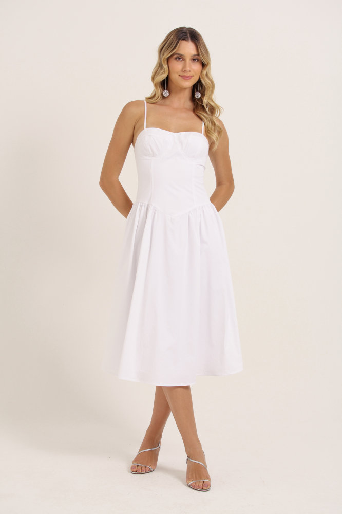 9037776 - Vestido Alcinha Recorte Busto Saia Franzida BRANCO 9037776 - Vestido Alcinha Recorte Busto Saia Franzida BRANCO