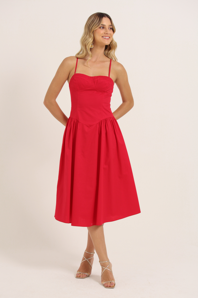 9037776 - Vestido Alcinha Recorte Busto Saia Franzida VERMELHO 9037776 - Vestido Alcinha Recorte Busto Saia Franzida VERMELHO