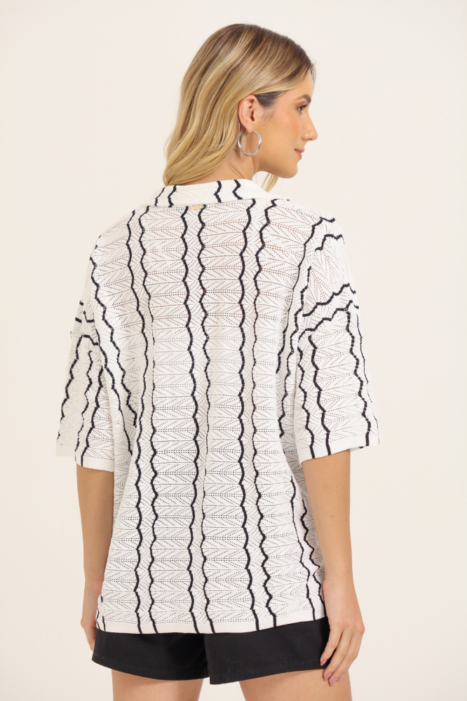 9037787 - Camisa Crochê Ondas BRANCO