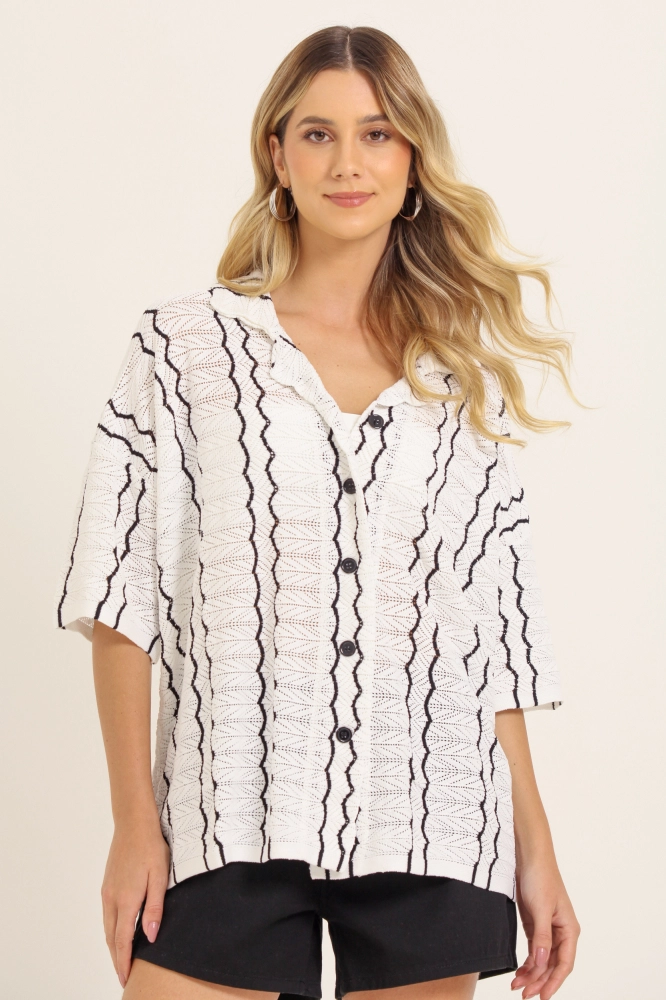 9037787 - Camisa Crochê Ondas BRANCO