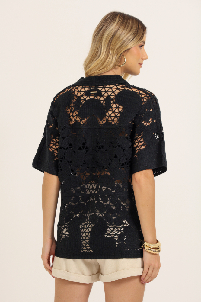 9037791 - Camisa Crochê Grosso PRETO