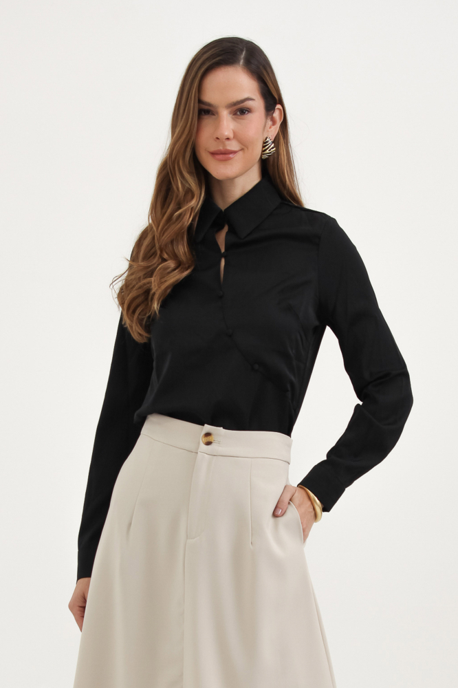 9037798 - Camisa Botões Diagonais PRETO 9037798 - Camisa Botões Diagonais PRETO