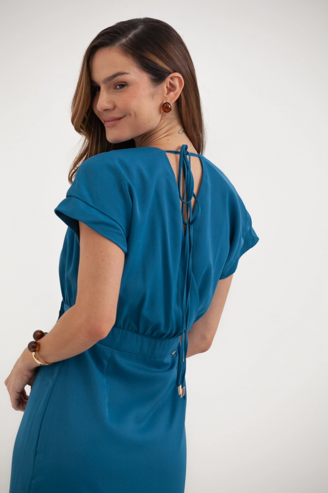 9037801 - Vestido Transpasse Manga Curta AZUL 9037801 - Vestido Transpasse Manga Curta AZUL - Imagem 2