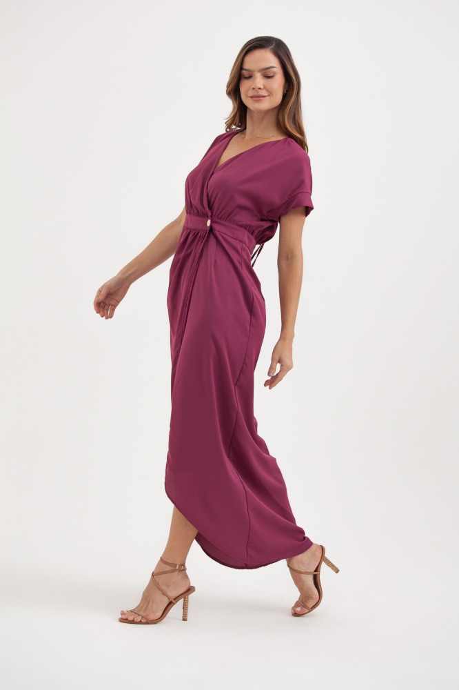9037801 - Vestido Transpasse Manga Curta ROXO 9037801 - Vestido Transpasse Manga Curta ROXO