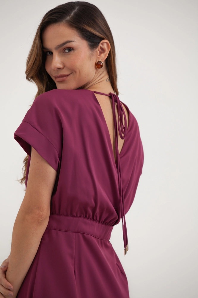 9037801 - Vestido Transpasse Manga Curta ROXO  - Imagem 2