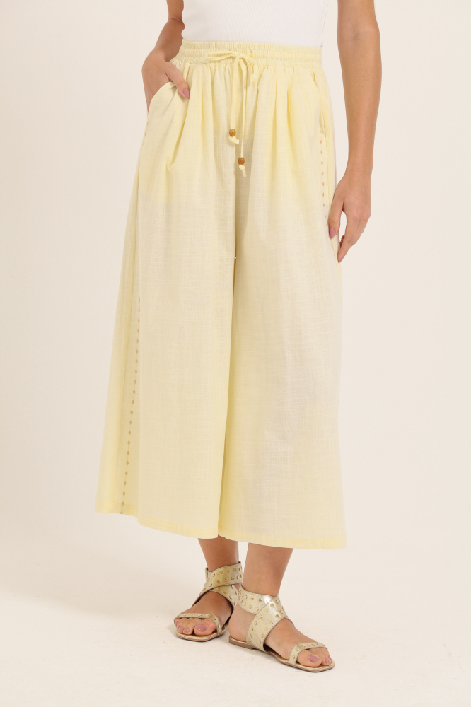 9037802 - Calça Linho Detalhe Bordado Lateral AREIA