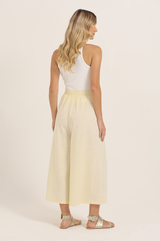 9037802 - Calça Linho Detalhe Bordado Lateral AREIA