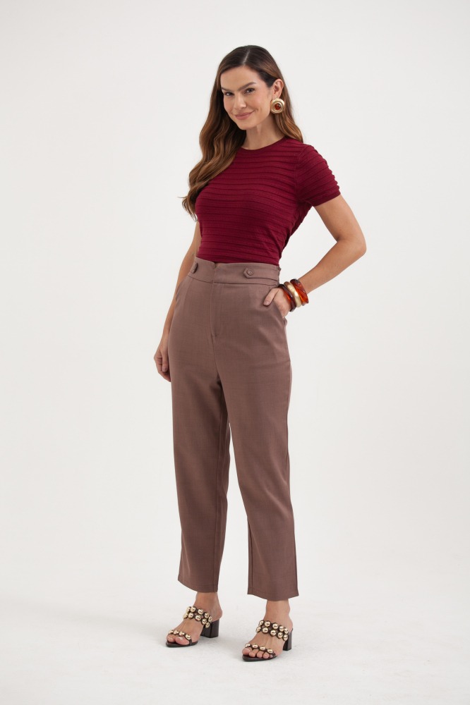 9037807 - Calça Alfaiataria Martingale Cós E Elástico MARROM 9037807 - Calça Alfaiataria Martingale Cós E Elástico MARROM
