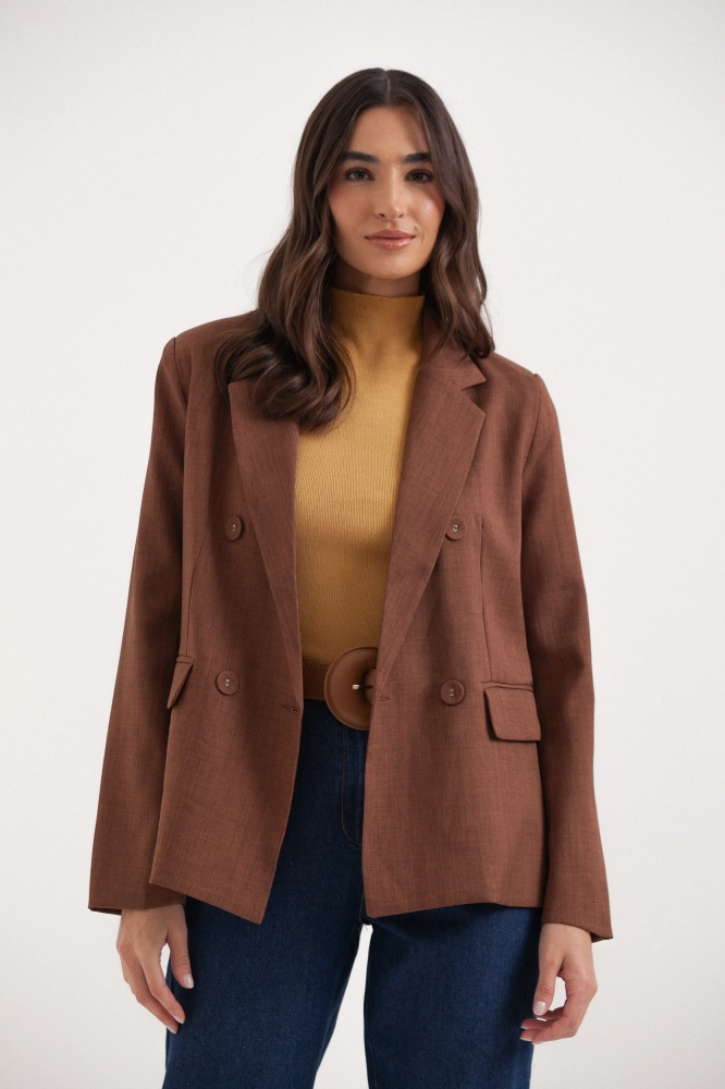 9037808 - Blazer Abotoamento Duplo MARROM 9037808 - Blazer Abotoamento Duplo MARROM - Imagem 2