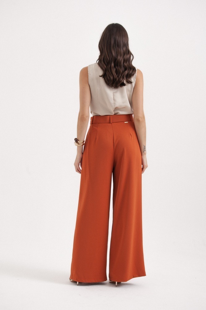9037812 - Calça Pantalona Com Cinto FERRUGEM 9037812 - Calça Pantalona Com Cinto FERRUGEM