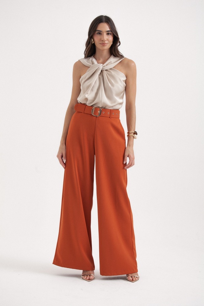 9037812 - Calça Pantalona Com Cinto FERRUGEM 9037812 - Calça Pantalona Com Cinto FERRUGEM