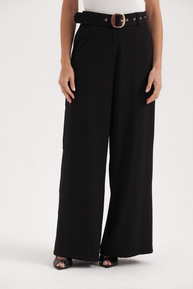 9037812 - Calça Pantalona Com Cinto PRETO 9037812 - Calça Pantalona Com Cinto PRETO