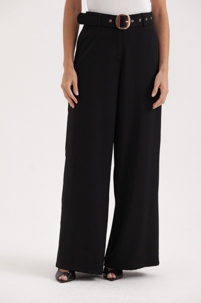 9037812 - Calça Pantalona Com Cinto PRETO 9037812 - Calça Pantalona Com Cinto PRETO - Imagem 2
