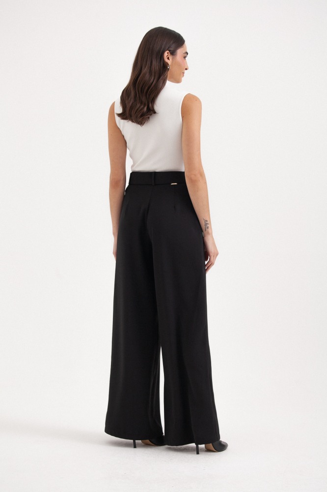 9037812 - Calça Pantalona Com Cinto PRETO 9037812 - Calça Pantalona Com Cinto PRETO