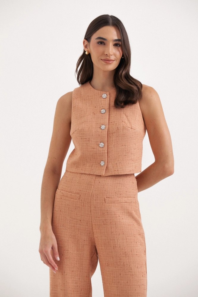 9037813 - Colete Tweed SALMÃO 9037813 - Colete Tweed SALMÃO - Imagem 1
