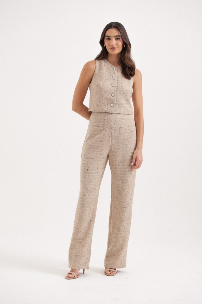 9037814 - Calça Reta Tweed BEGE 9037814 - Calça Reta Tweed BEGE